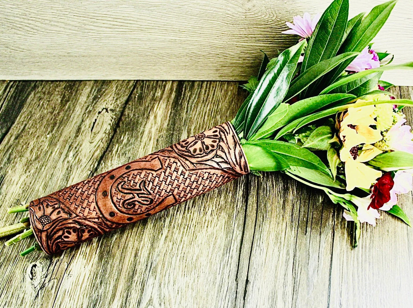 Leather Wedding Bouquet Wrap