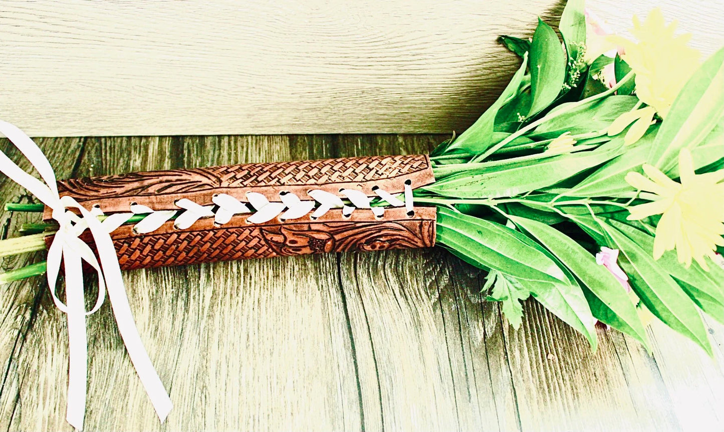 Leather Wedding Bouquet Wrap